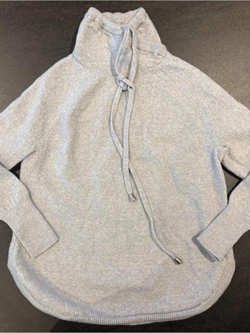 Cynthia Rowley Gray Turtleneck Drawstring Sweater